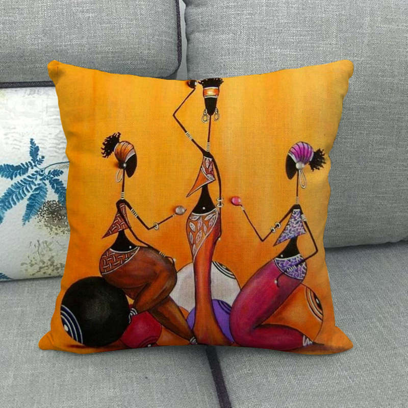 18" African Woman Home Decor Pillow Case Gallery Exotic Restaurant Cushion Cover