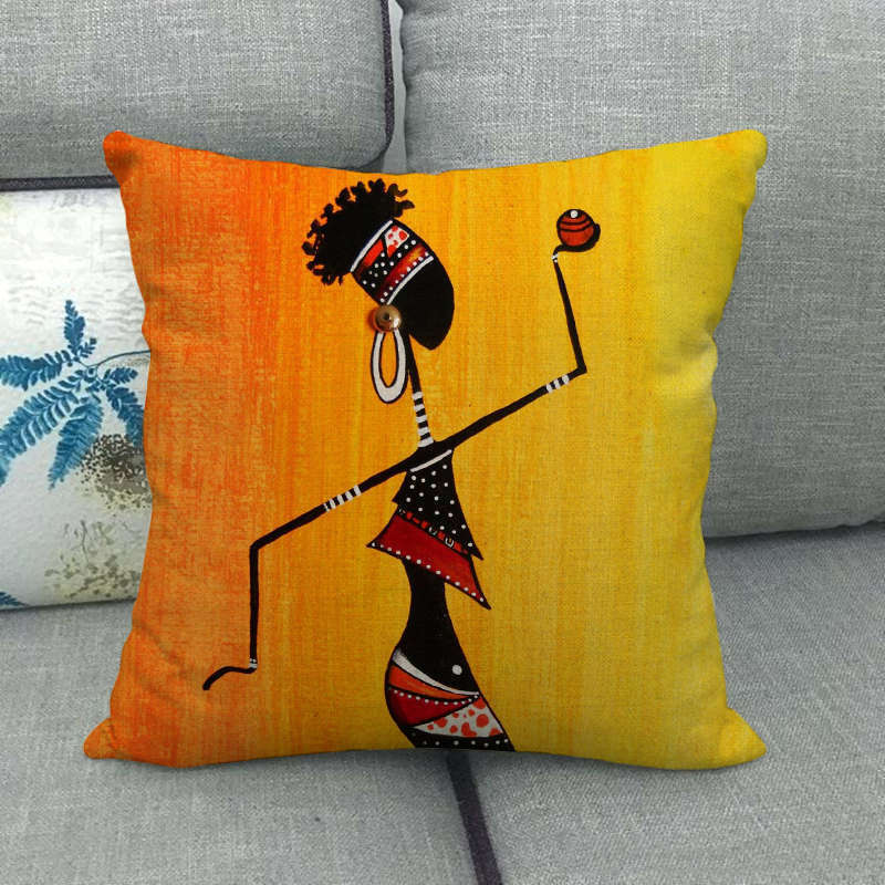 18" African Woman Home Decor Pillow Case Gallery Exotic Restaurant Cushion Cover