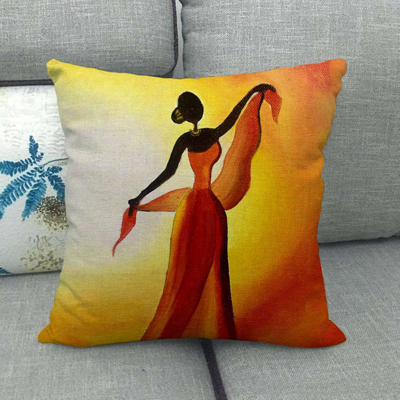 18" African Woman Home Decor Pillow Case Gallery Exotic Restaurant Cushion Cover