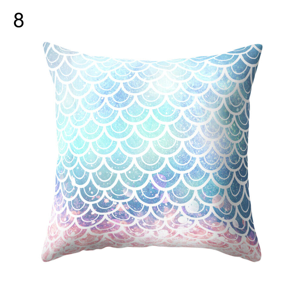 18'' MERMAID-FISH SCALE THROW PILLOW SOFA CUSHION COVER HOME DECOR