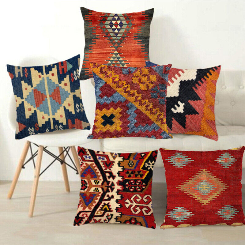 Ethnic Boho Mandala Print Linen Throw Pillow Case Sofa Cushion Cover Home Decor！