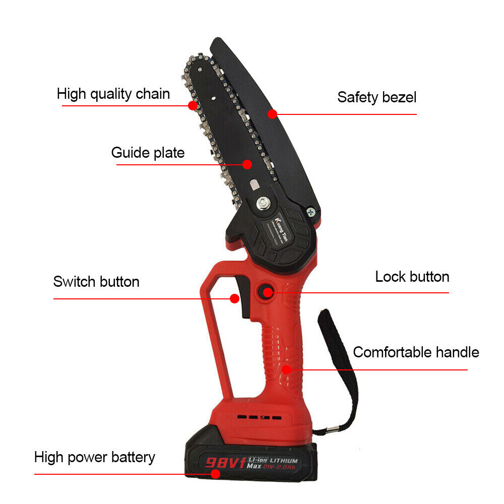 Cordless 6-inch Rechargeable Chainsaw - Ideal for Tree Trimming and Wood Cutting