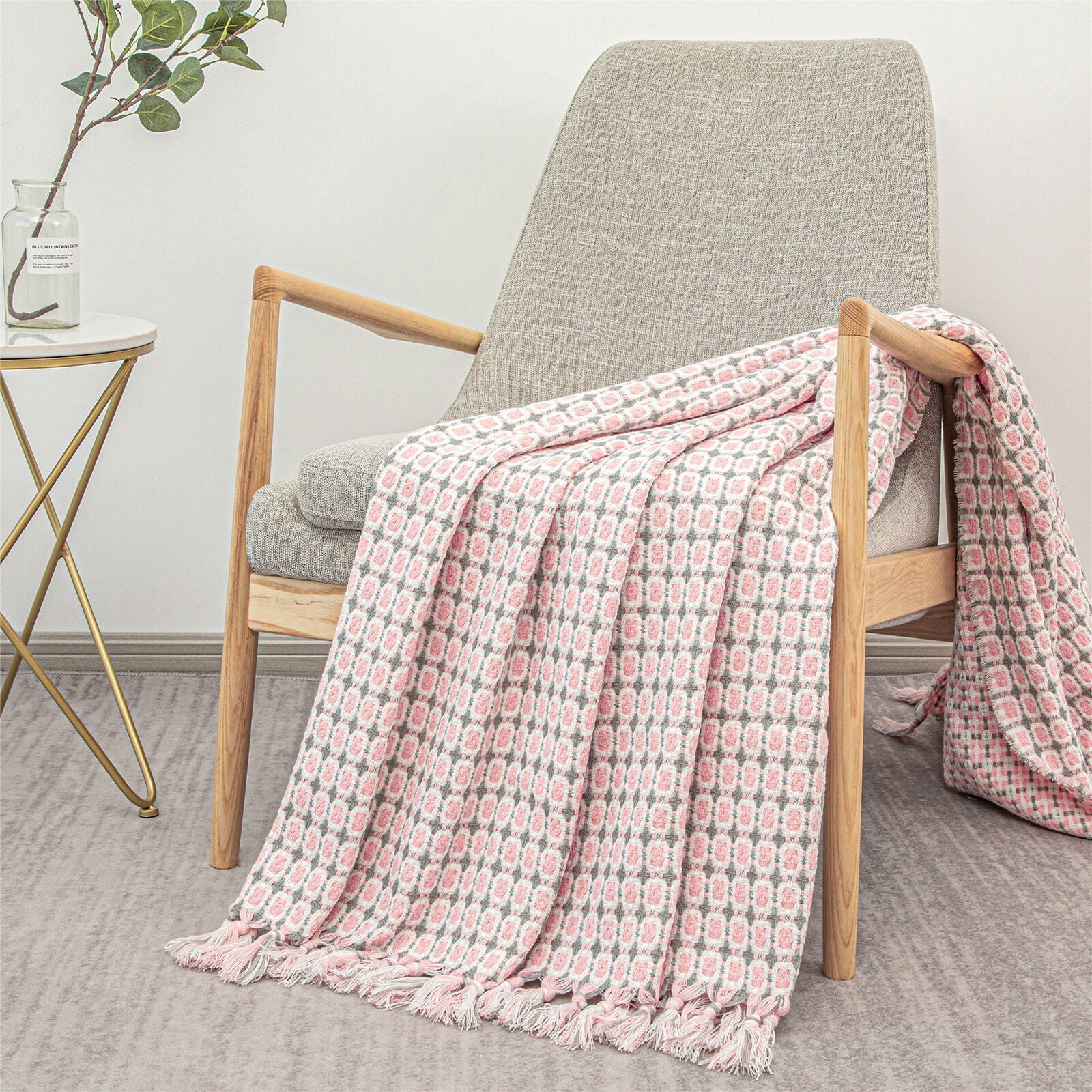 Boho Knit Blanket Throw Tassel Plaid Travel Throw Large Blankets For Sofa Bed