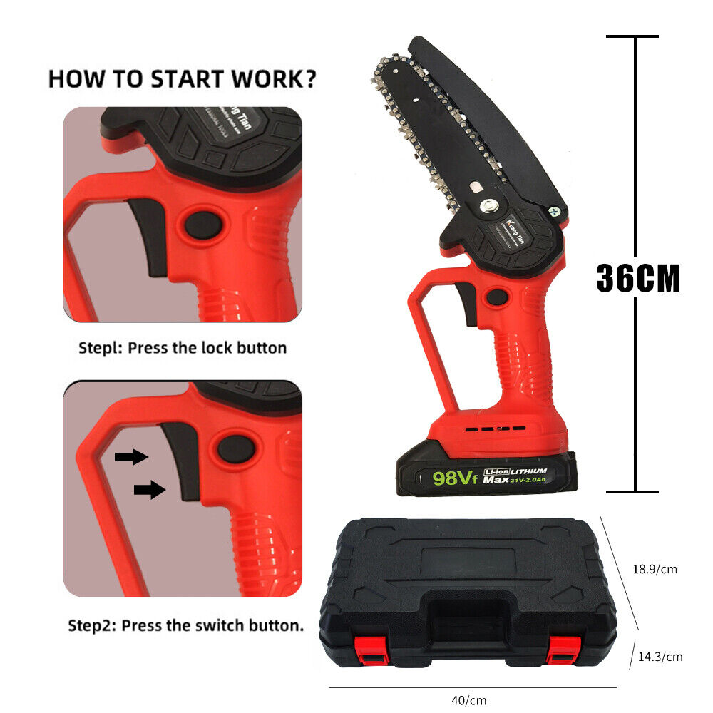 Cordless 6-inch Rechargeable Chainsaw - Ideal for Tree Trimming and Wood Cutting