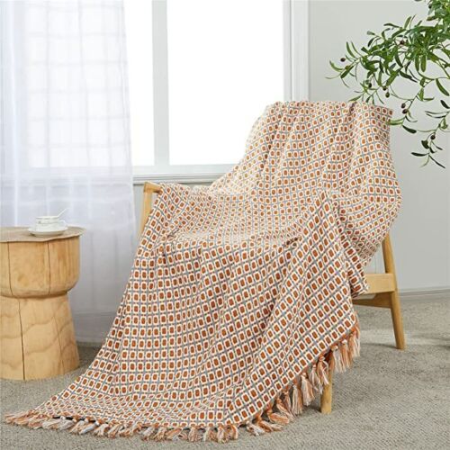 Boho Knit Blanket Throw Tassel Plaid Travel Throw Large Blankets For Sofa Bed