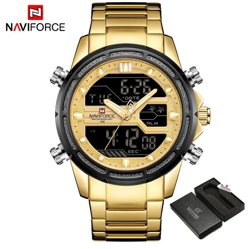 NAVIFORCE Men NF9138 Analog Fashion Military Chrono EL Watch