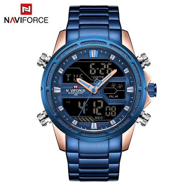 NAVIFORCE Men NF9138 Analog Fashion Military Chrono EL Watch