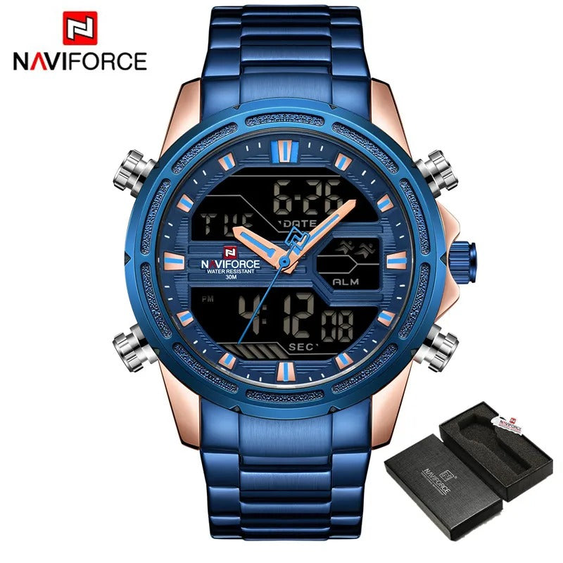 NAVIFORCE Men NF9138 Analog Fashion Military Chrono EL Watch