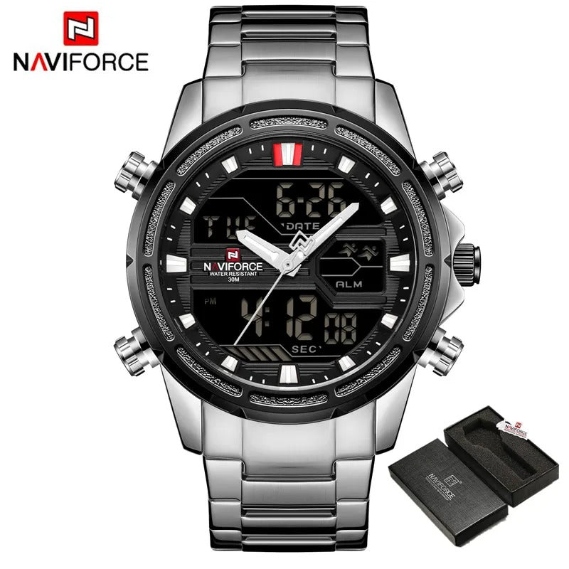 NAVIFORCE Men NF9138 Analog Fashion Military Chrono EL Watch