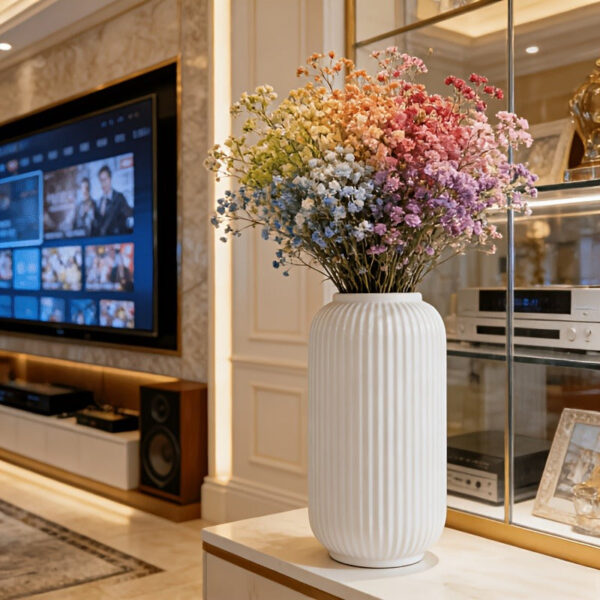European Textured Cylindrical Floor Vase