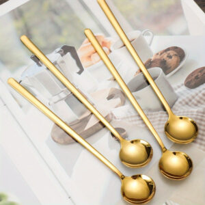 Stainless Steel Long-Handled Spoons – Set of 4