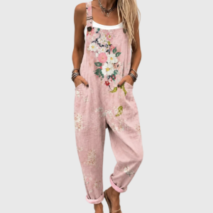 PINK FLORAL OVERALLS WITH SOFT COMFORT