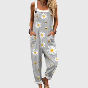 SOFT DUNGAREES WITH DAISIES AND BEES