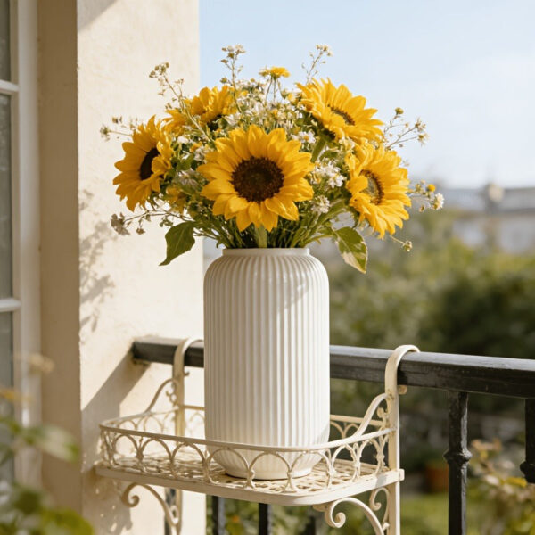 European Textured Cylindrical Floor Vase