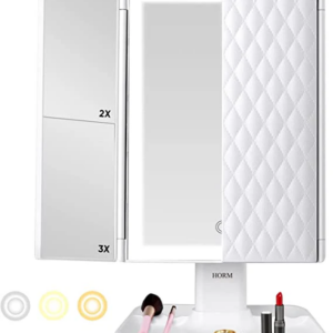 Trifold LED Makeup Mirror - Stylish & Eye-Friendly Vanity Mirror