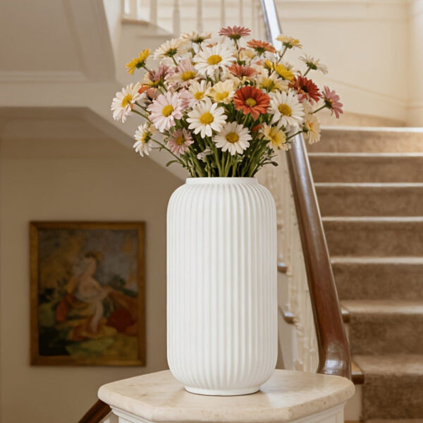 European Textured Cylindrical Floor Vase