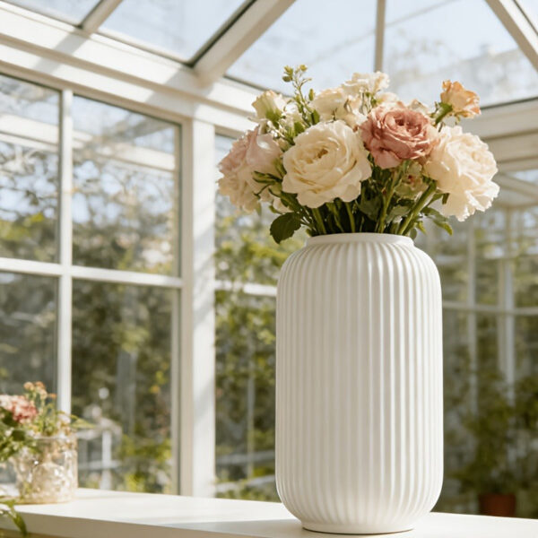 European Textured Cylindrical Floor Vase