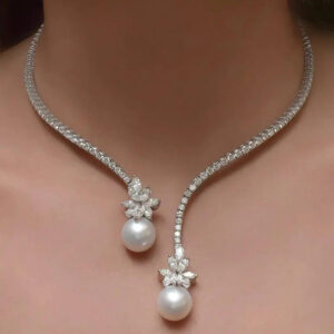 Elegant and Bright Necklace with Sterling Silver Pearls