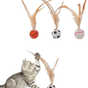 Interactive Feather Ball Toy Set for Cats
