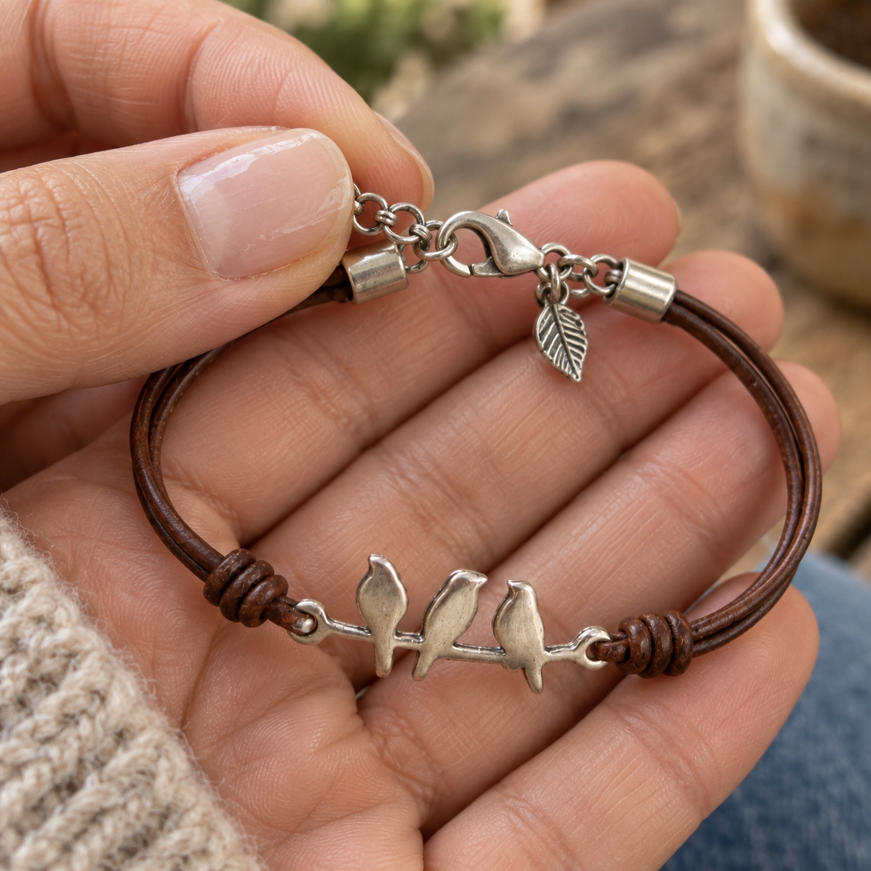 The bracelet in a small dish on the dresser